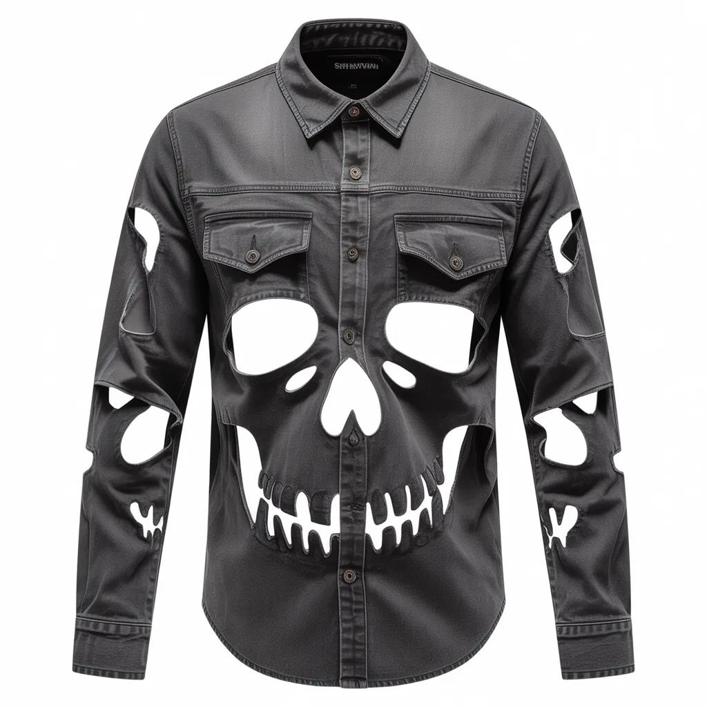 skull cut out shirt