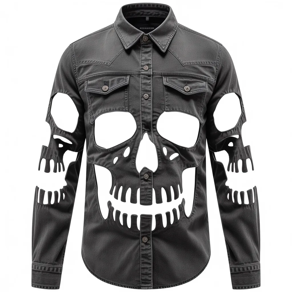 skull cut out shirt
