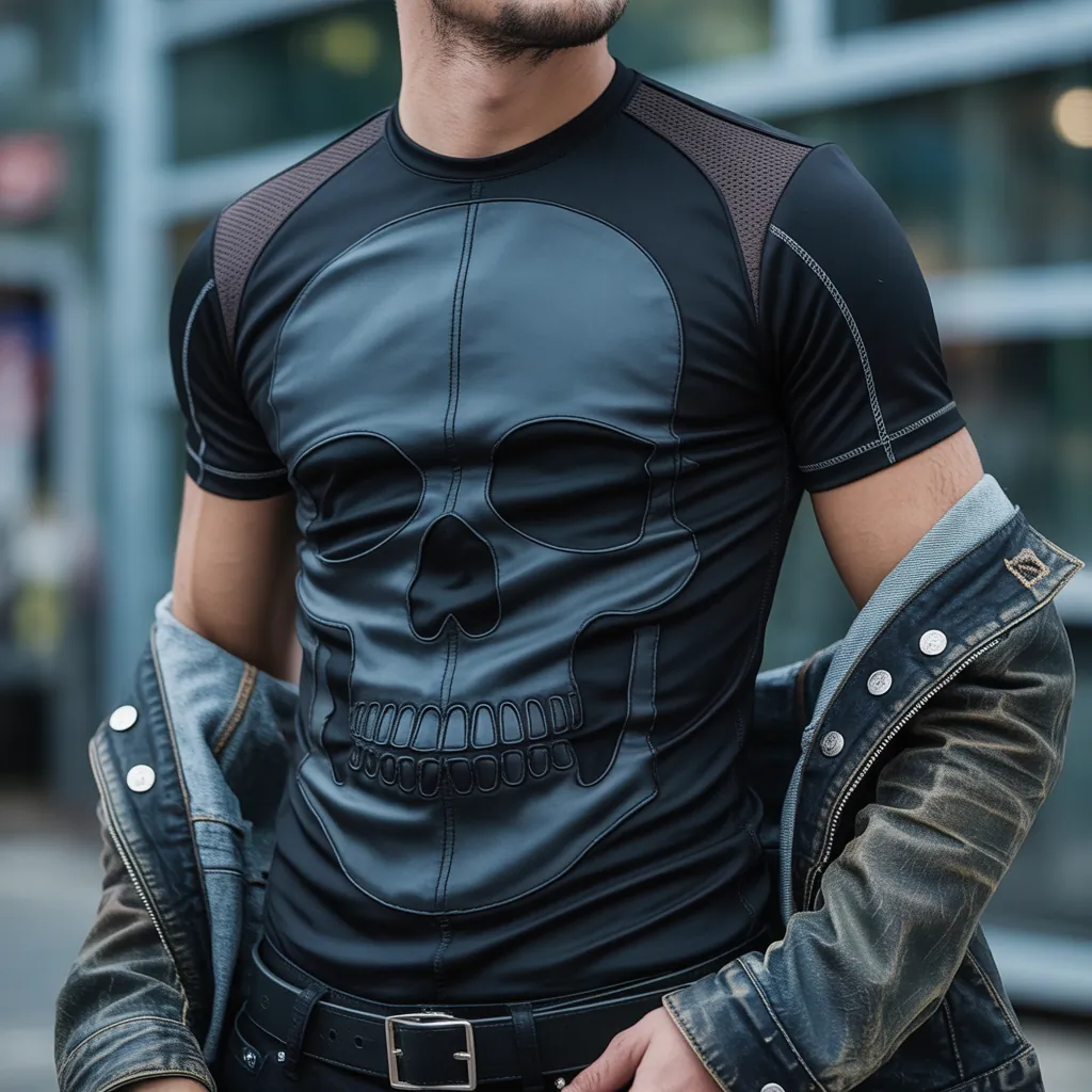 skull cut out shirt