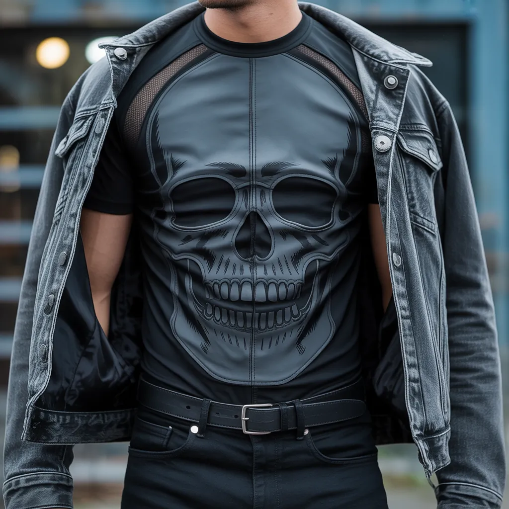 skull cut out shirt