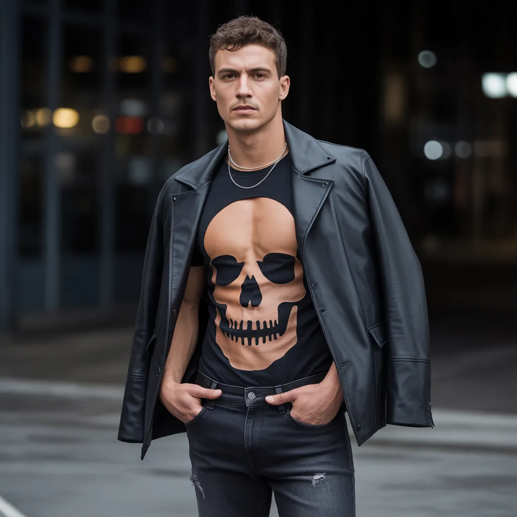 skull cut out shirt
