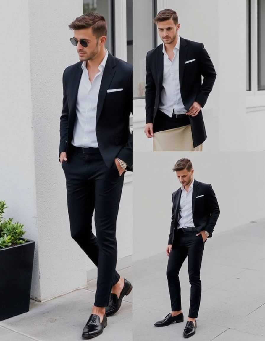 stylish black pant outfits men