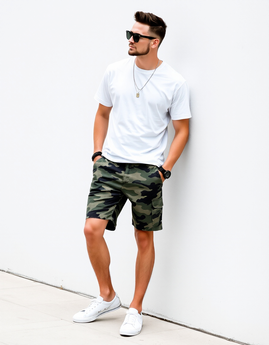 stylish camo shorts outfits men