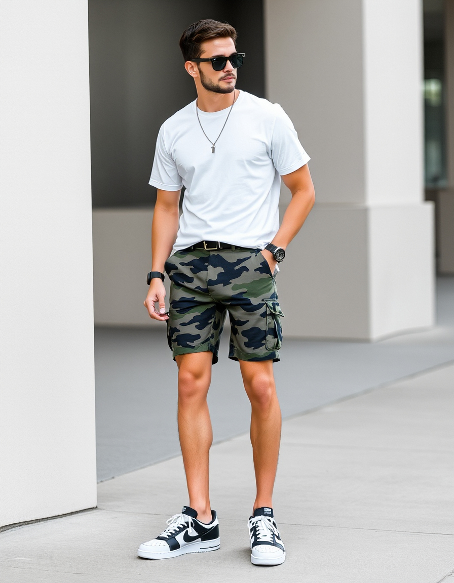 stylish camo shorts outfits men