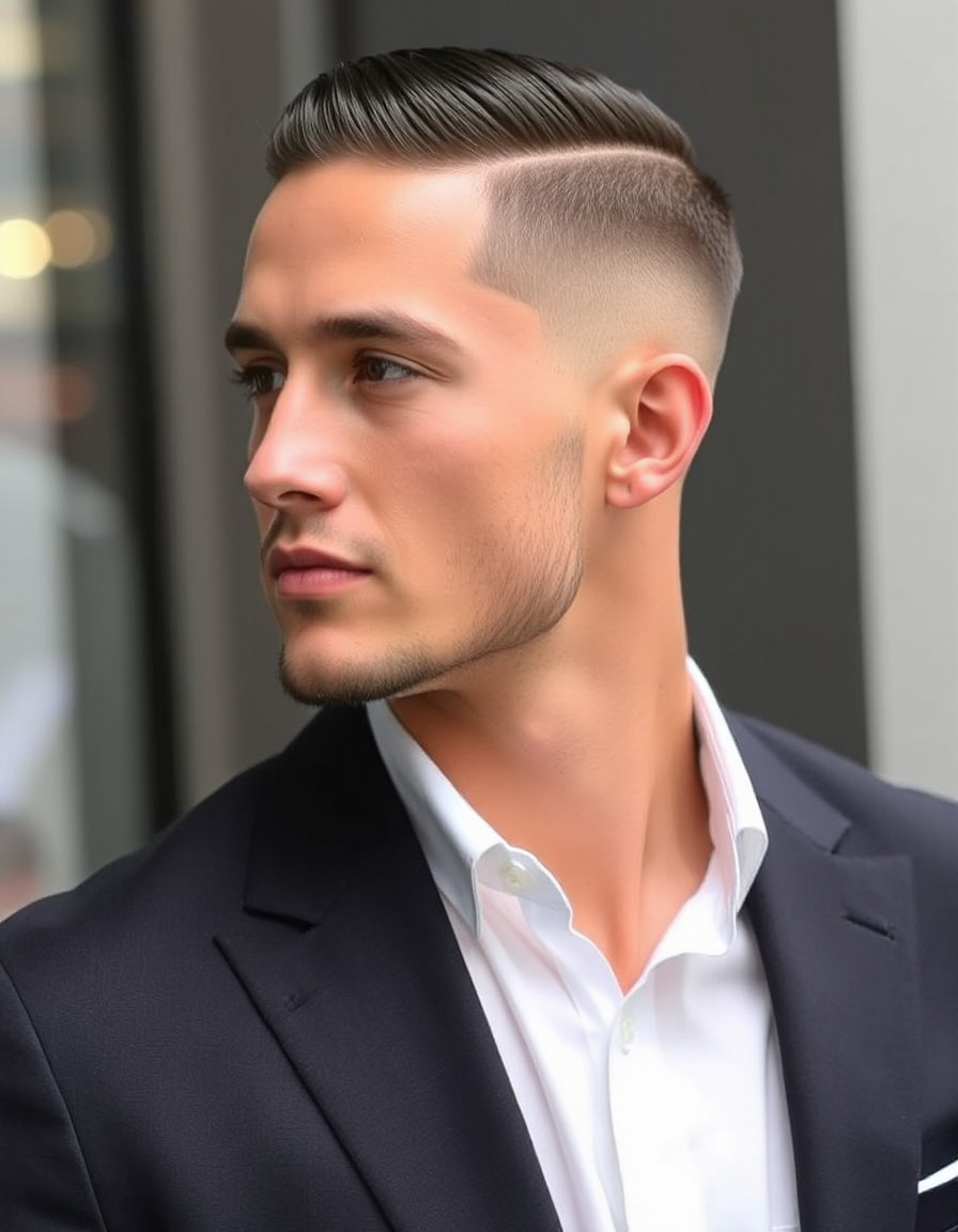 stylish long crew cut mens
