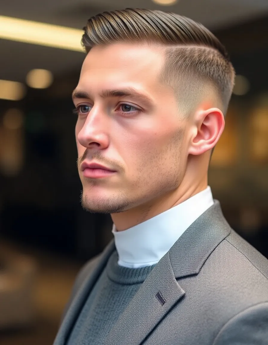 stylish long crew cut mens