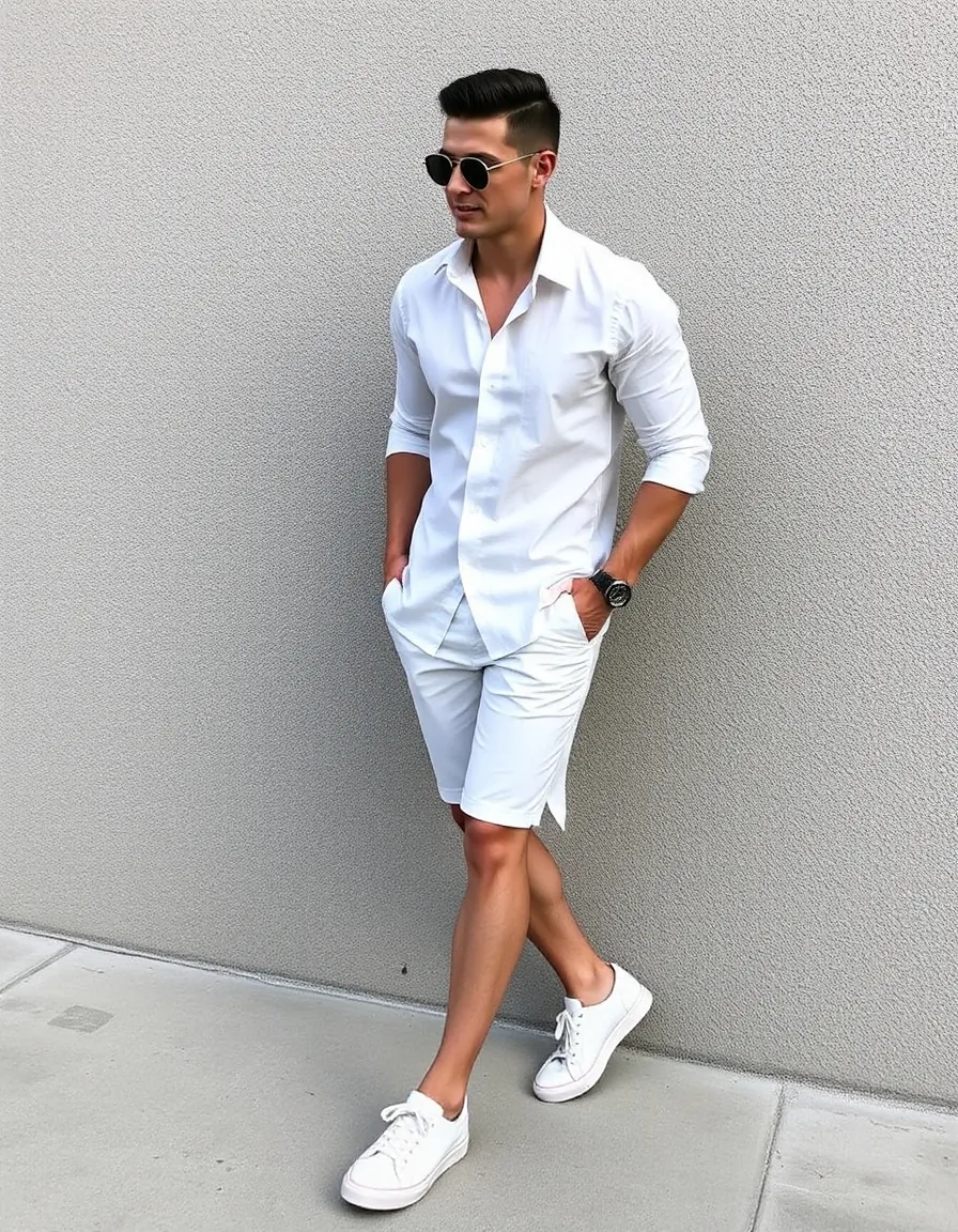 stylish white shorts outfit men ideas