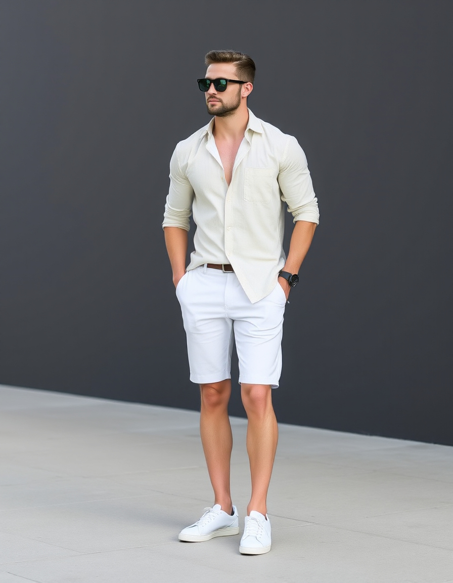 stylish white shorts outfit men ideas