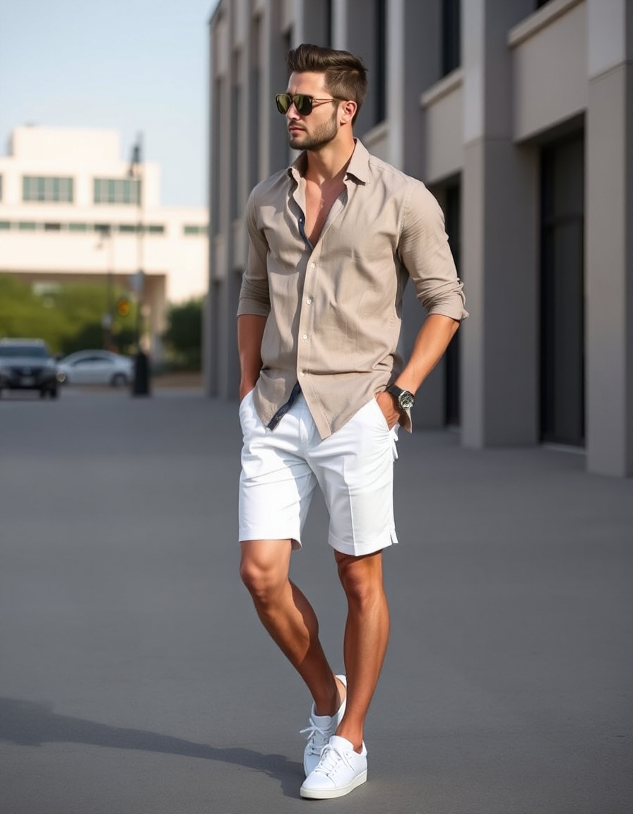 stylish white shorts outfit men ideas