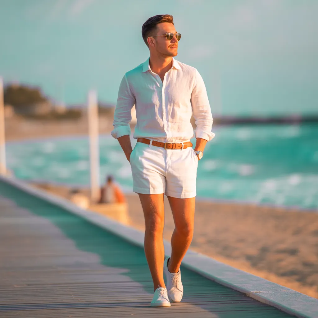stylish white shorts outfit men ideas