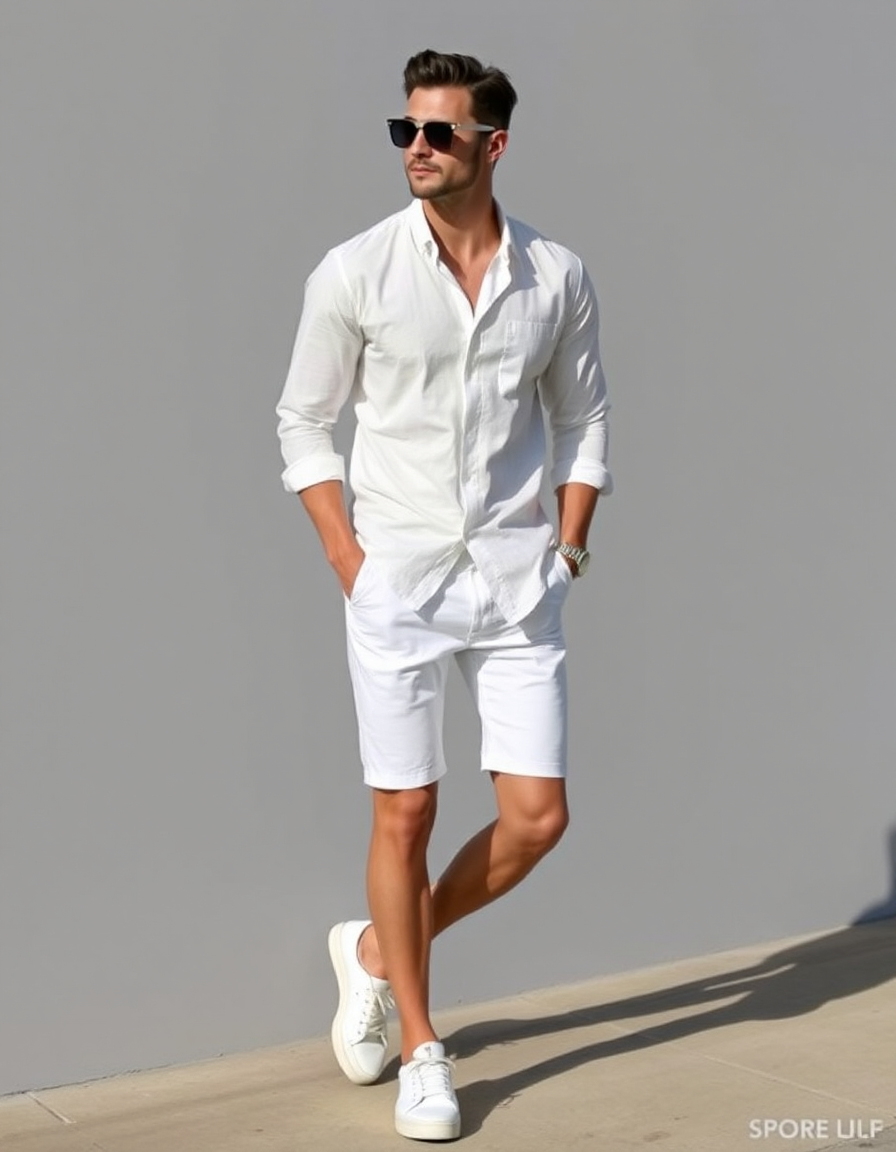 stylish white shorts outfit men ideas