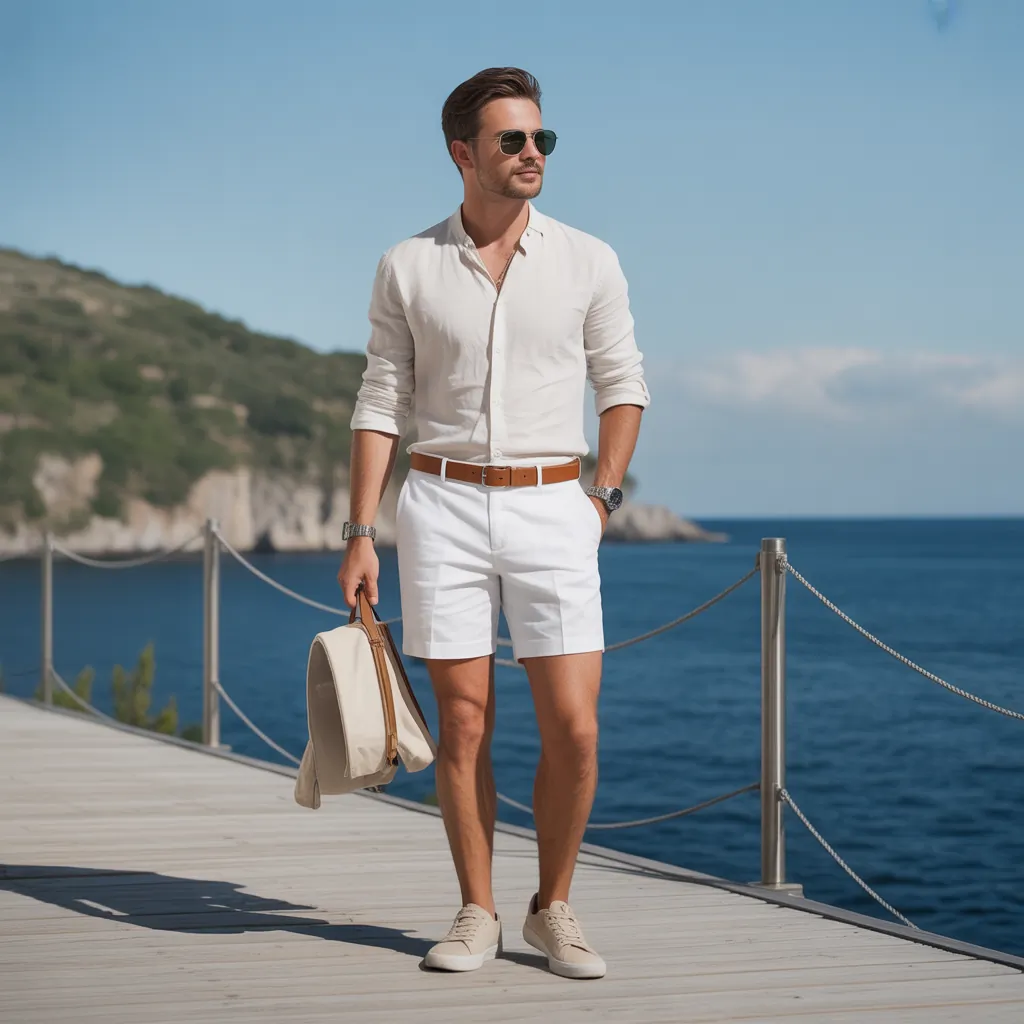 stylish white shorts outfit men ideas