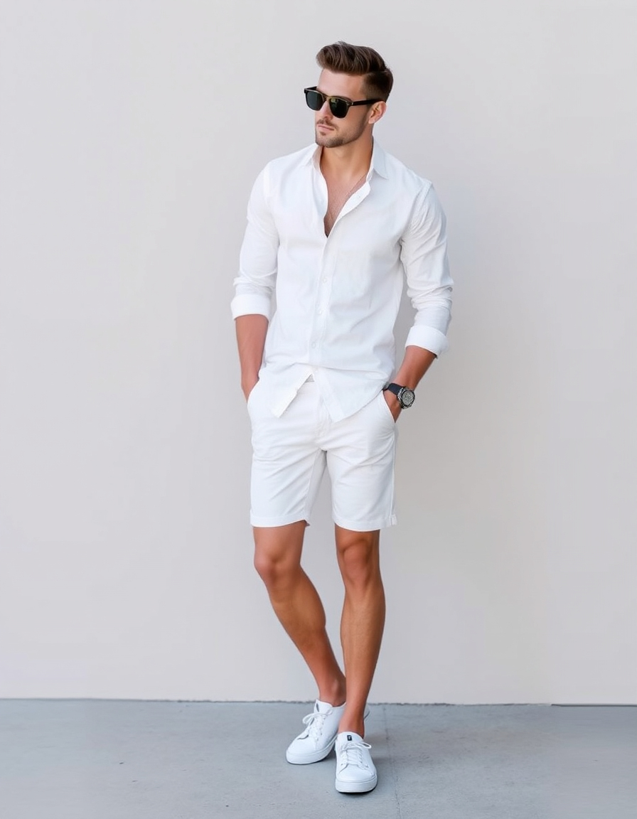 stylish white shorts outfit men ideas