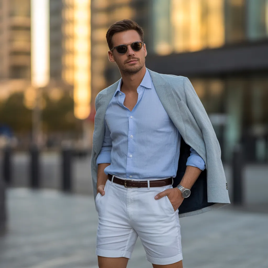 stylish white shorts outfit men ideas