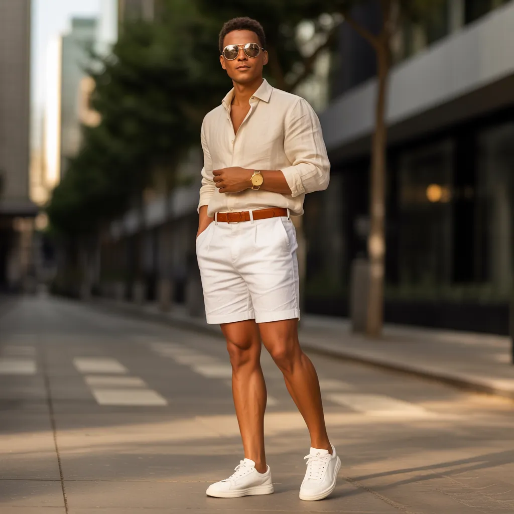 stylish white shorts outfit men ideas
