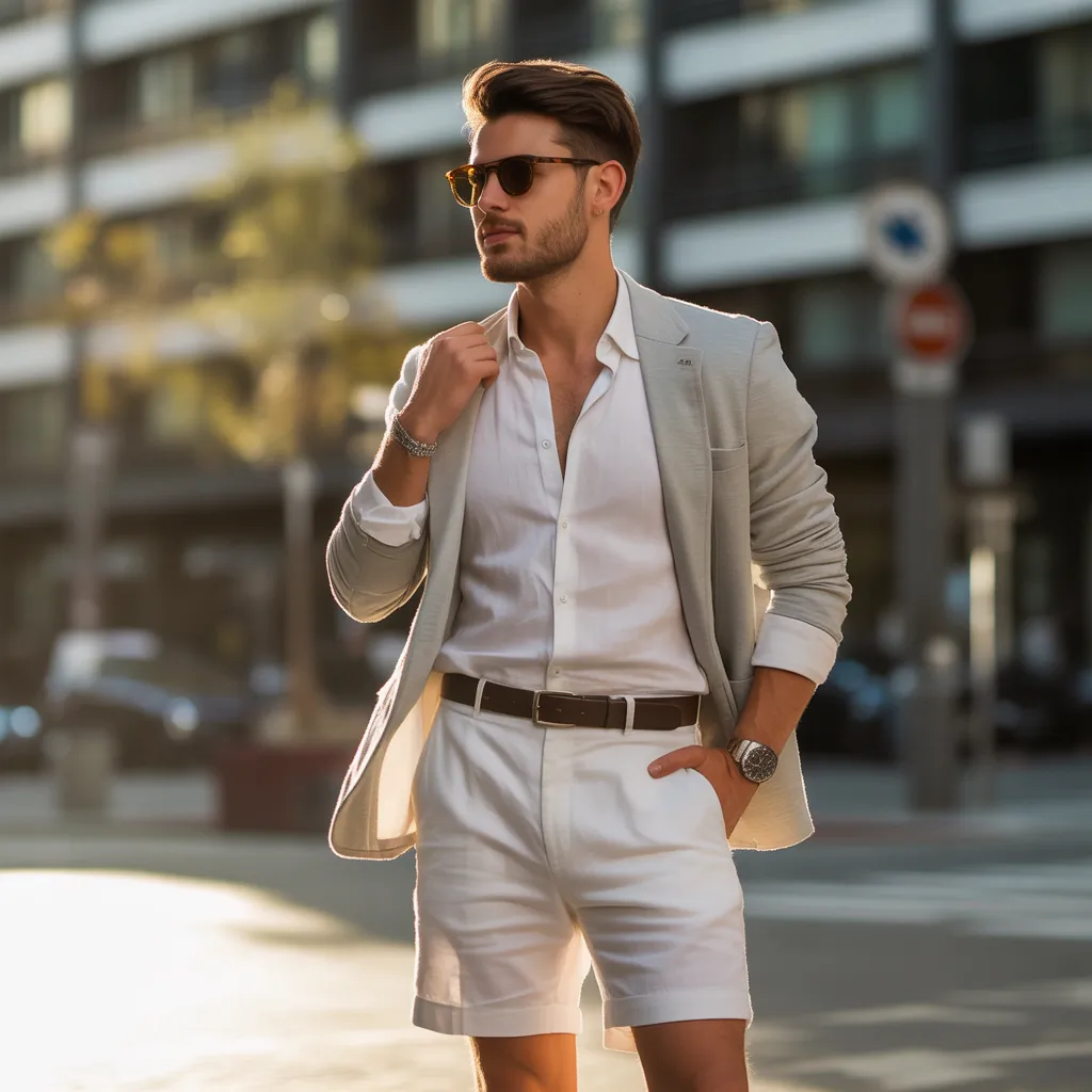 stylish white shorts outfit men ideas