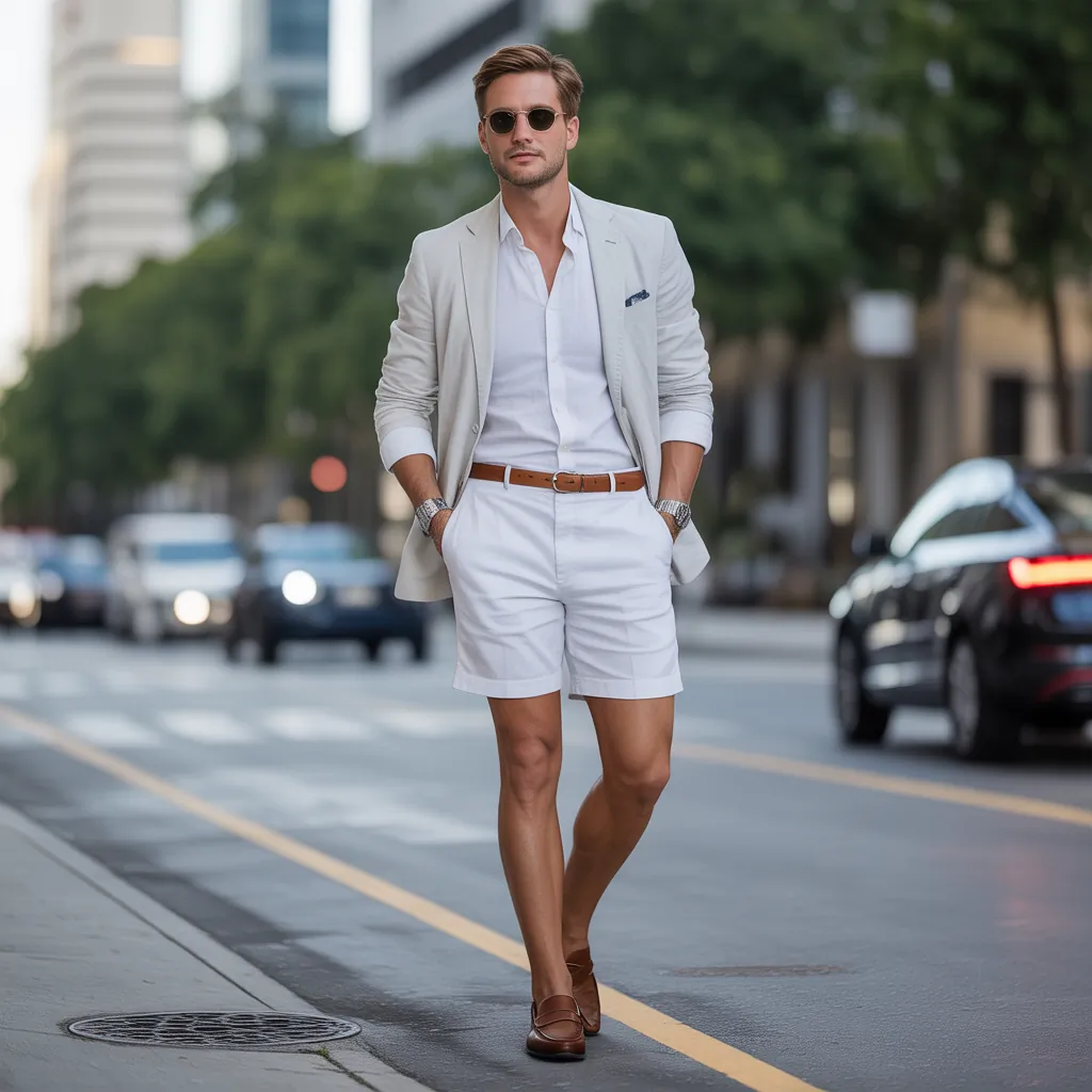 stylish white shorts outfit men ideas
