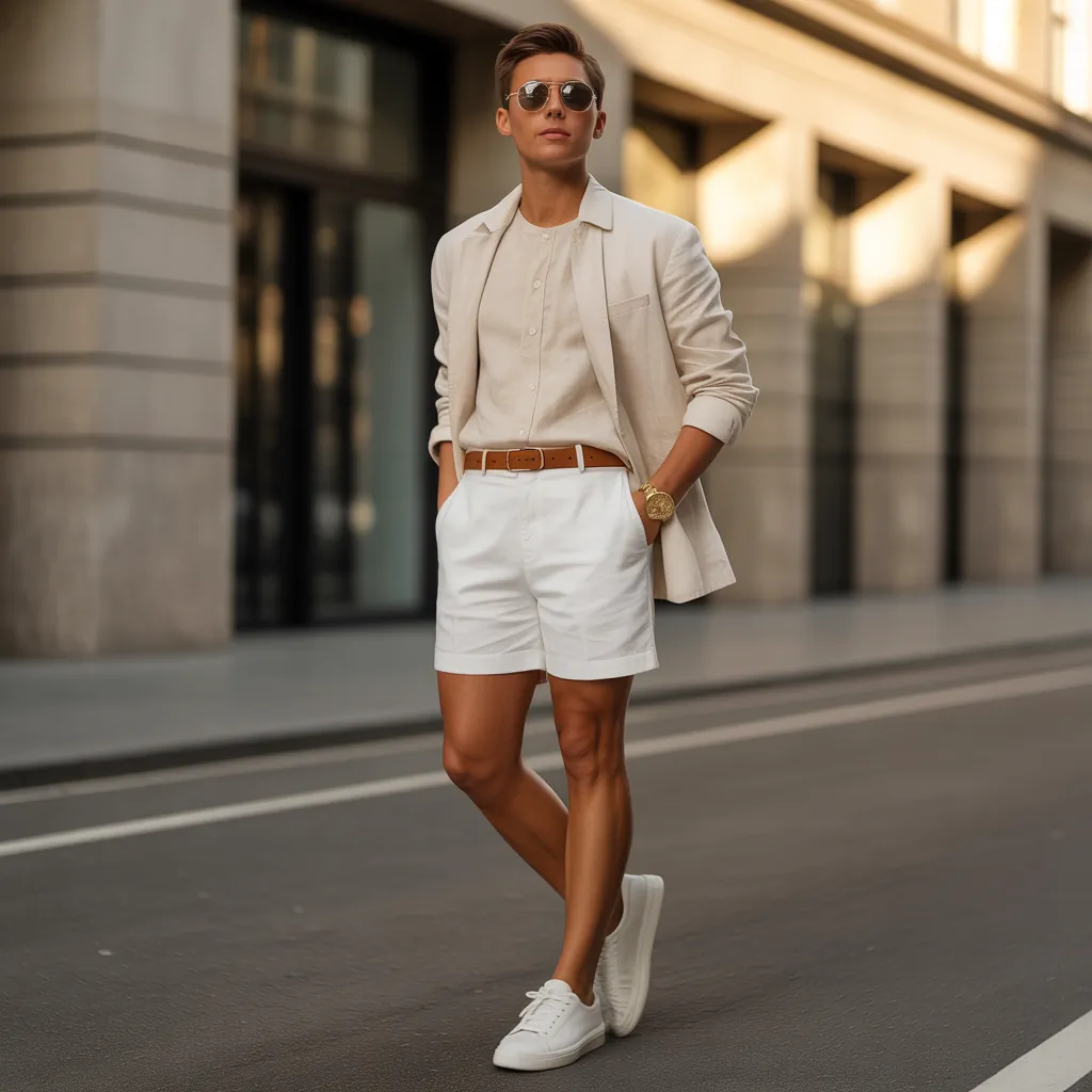 stylish white shorts outfit men ideas