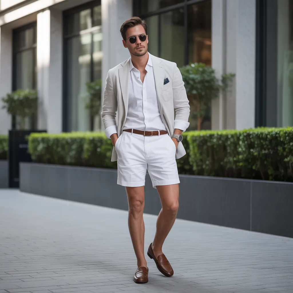 stylish white shorts outfit men ideas
