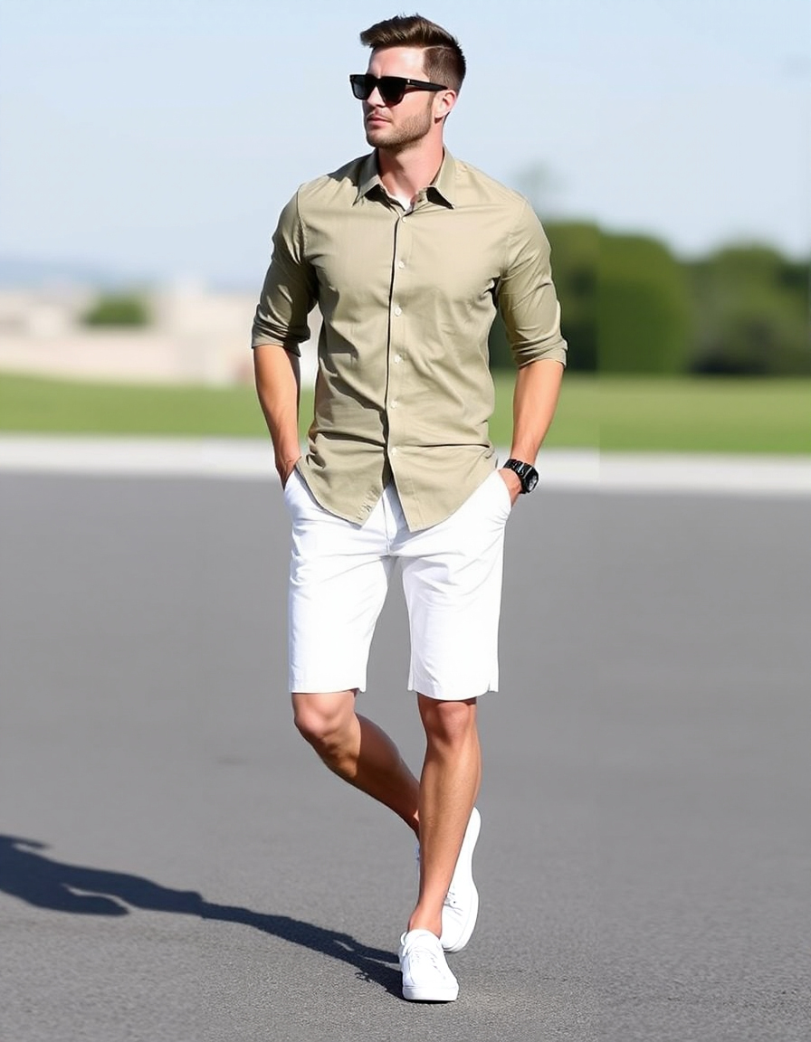 stylish white shorts outfit men ideas