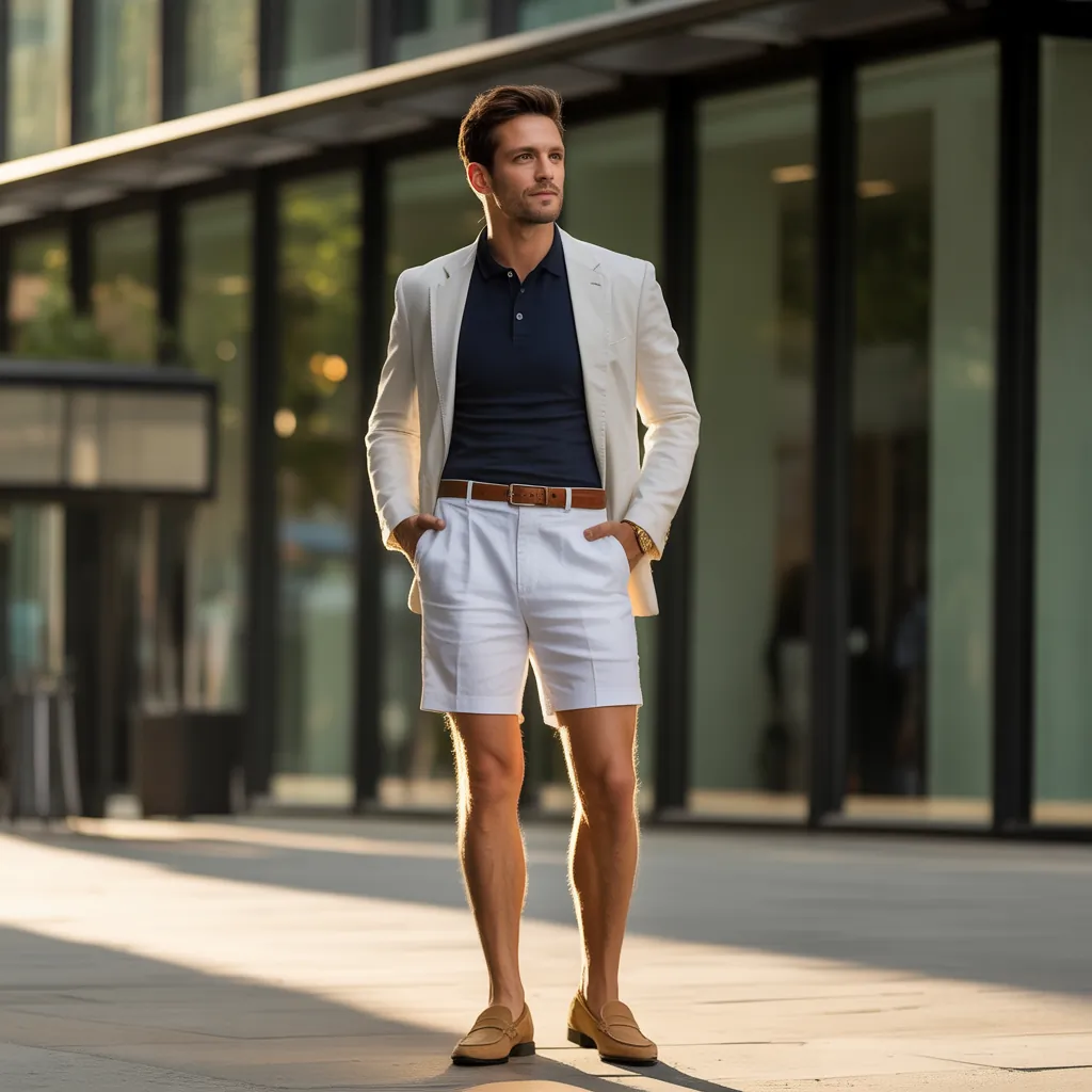 stylish white shorts outfit men ideas