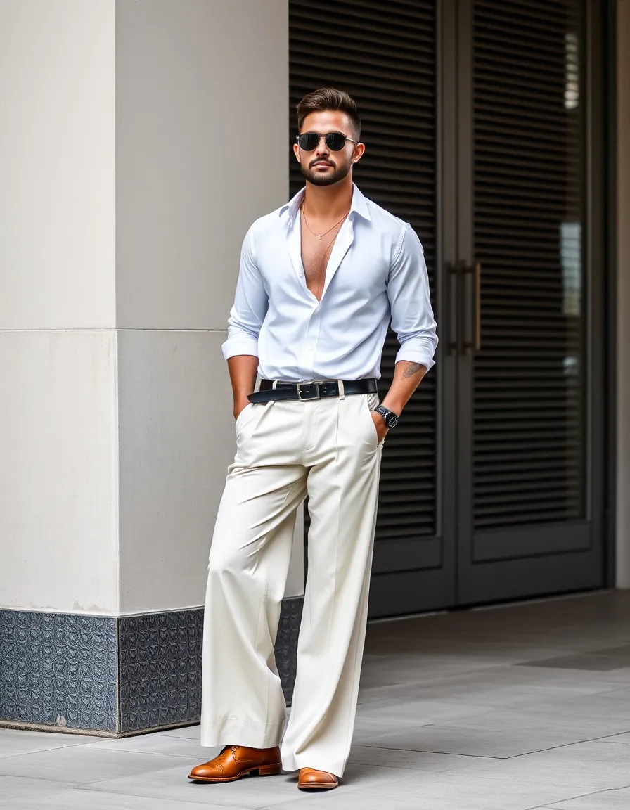 stylish wide pants outfit men