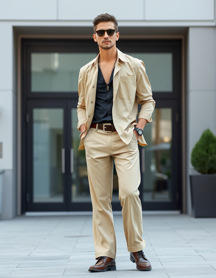 stylish wide pants outfit men
