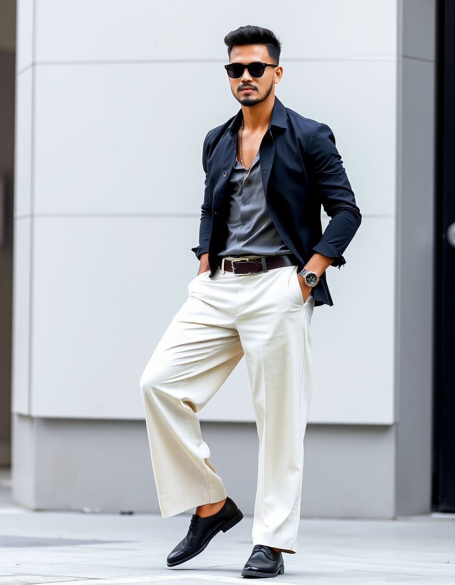 stylish wide pants outfit men