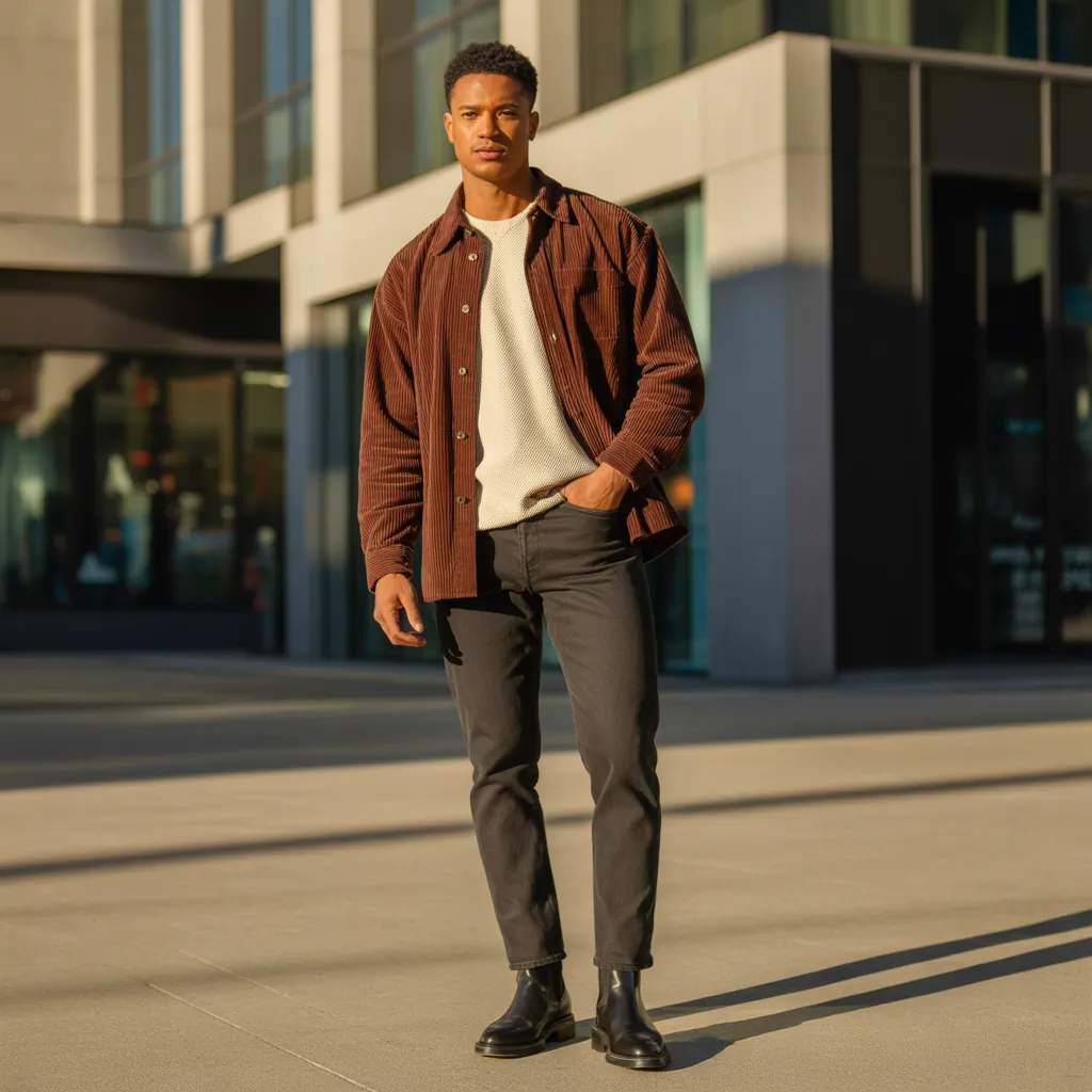 trendy corduroy shirt outfit ideas