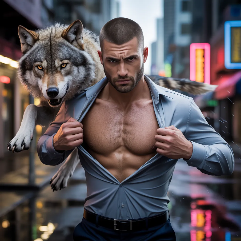 wolf ripping shirt