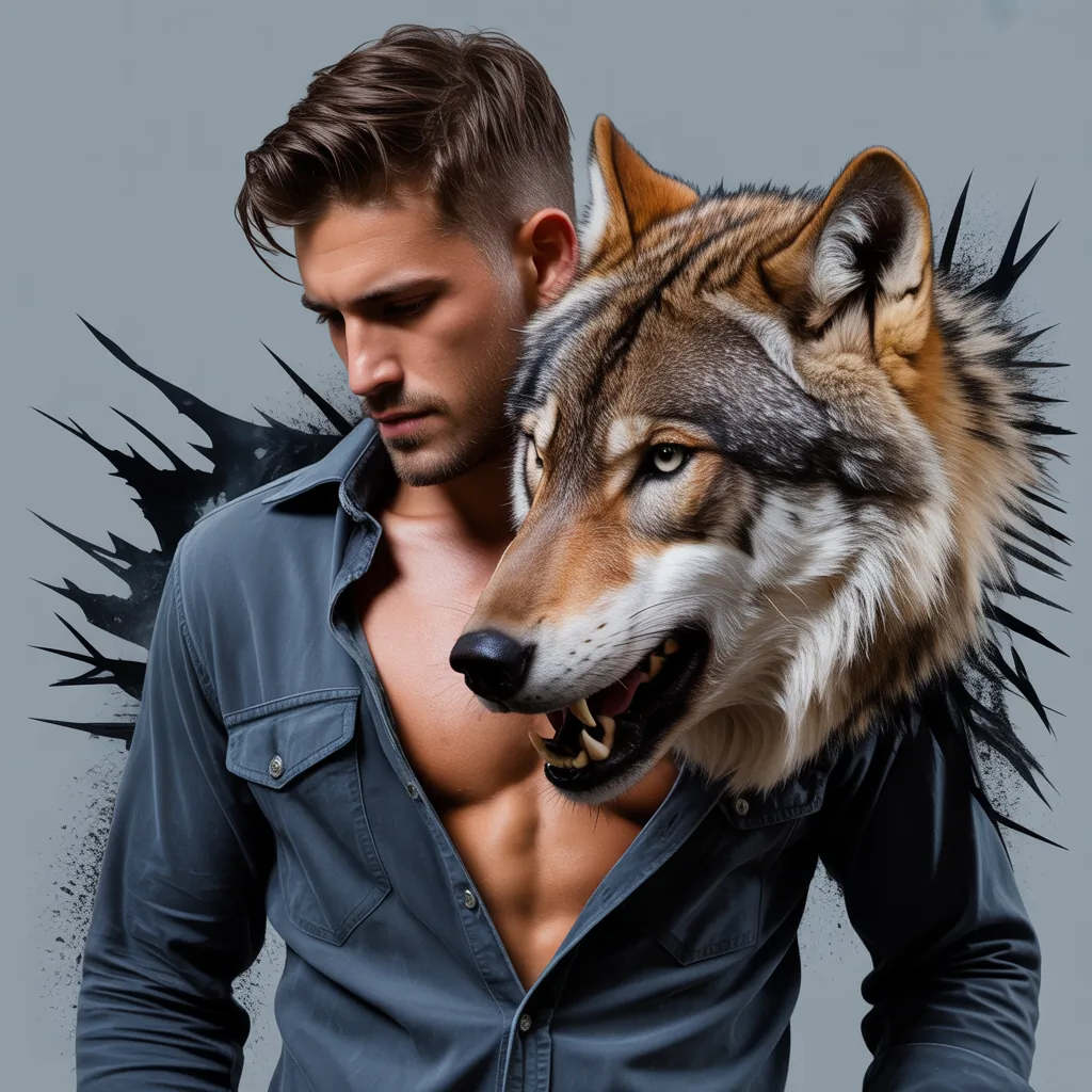 wolf ripping shirt