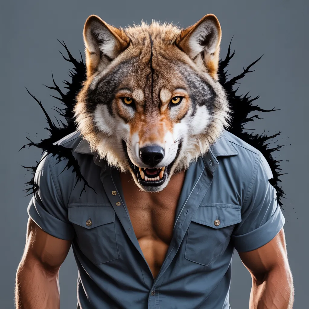 wolf ripping shirt