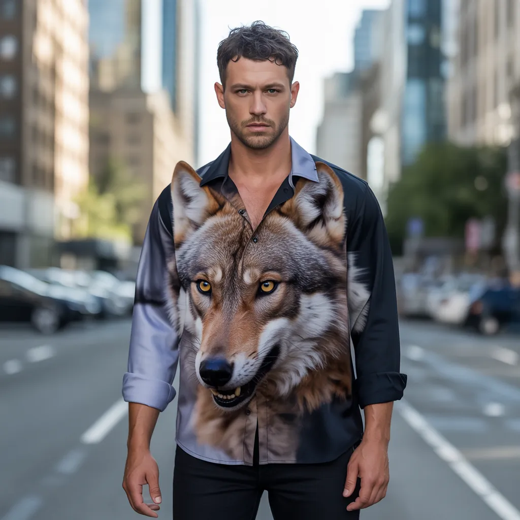 wolf ripping shirt