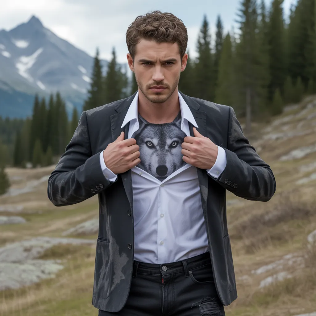 wolf ripping shirt