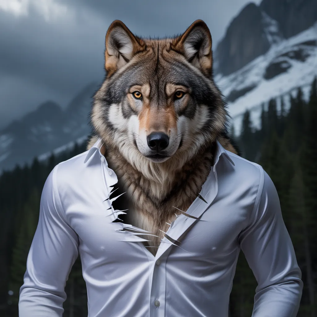 wolf ripping shirt