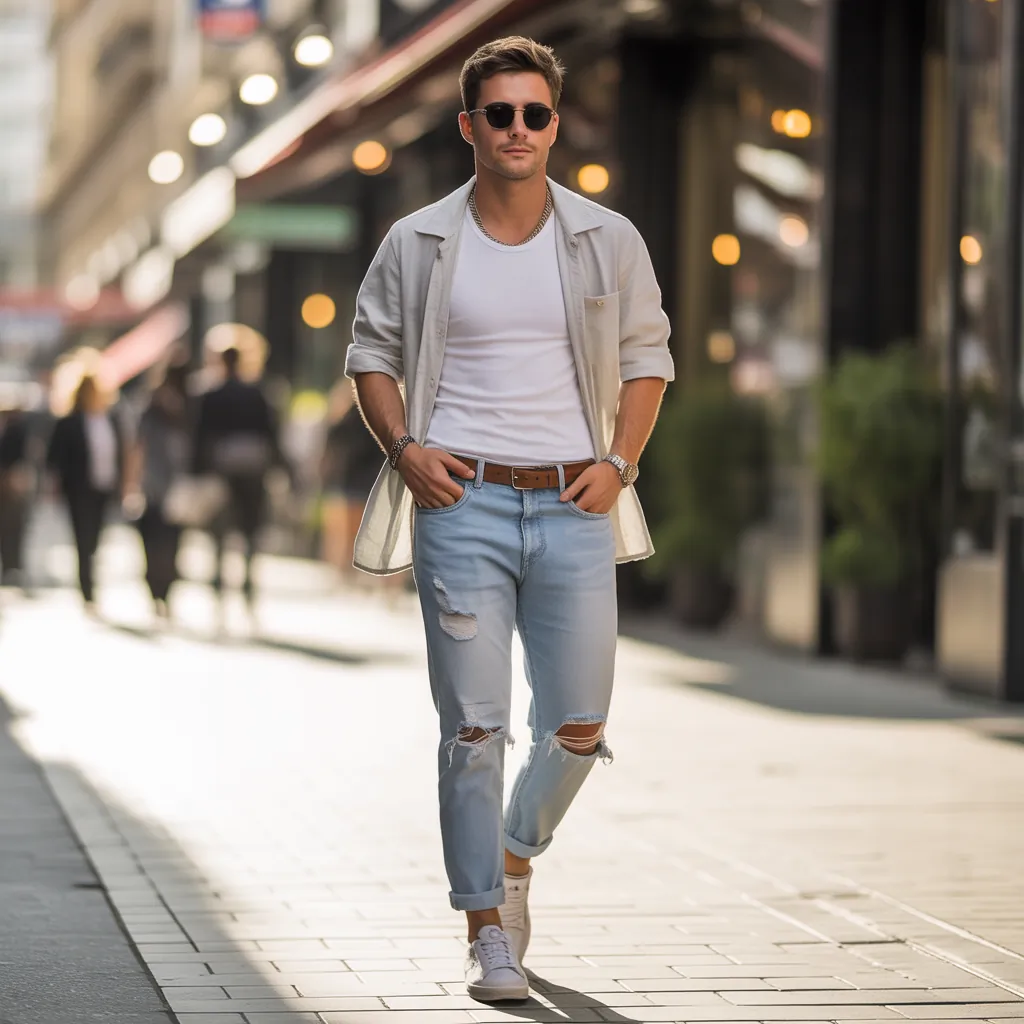 How to Wear Ripped Jeans in Summer: Stylish Men’s Outfit Ideas