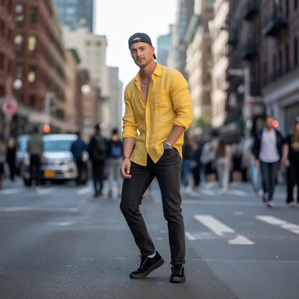 yellow shirt