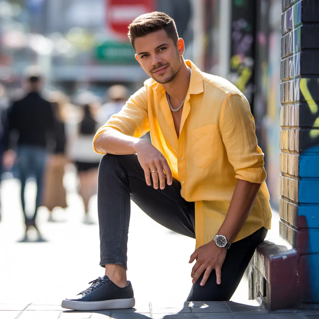 yellow shirt